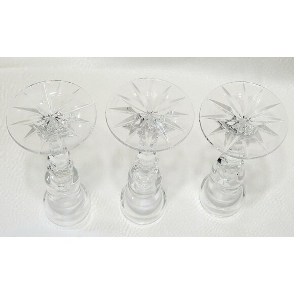3 Marquis by Waterford Crystal Candlestick Holder Taper Candle Glass CALAIS 6" - Picture 11 of 16